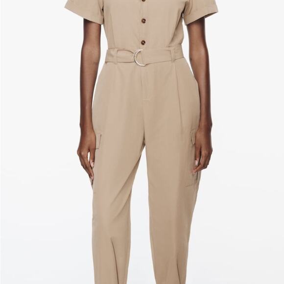 ZARA BELTED CARGO JUMPSUIT - Picture 12 of 12
